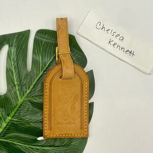 Louis Vuitton vachetta leather luggage tag SLG travel 0380
